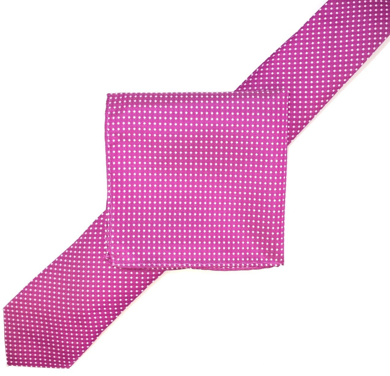 James Adelin Luxury Mini Spot Neck Tie in Magenta and White