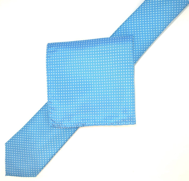 James Adelin Luxury Mini Spot Pocket Square in Turquoise and White