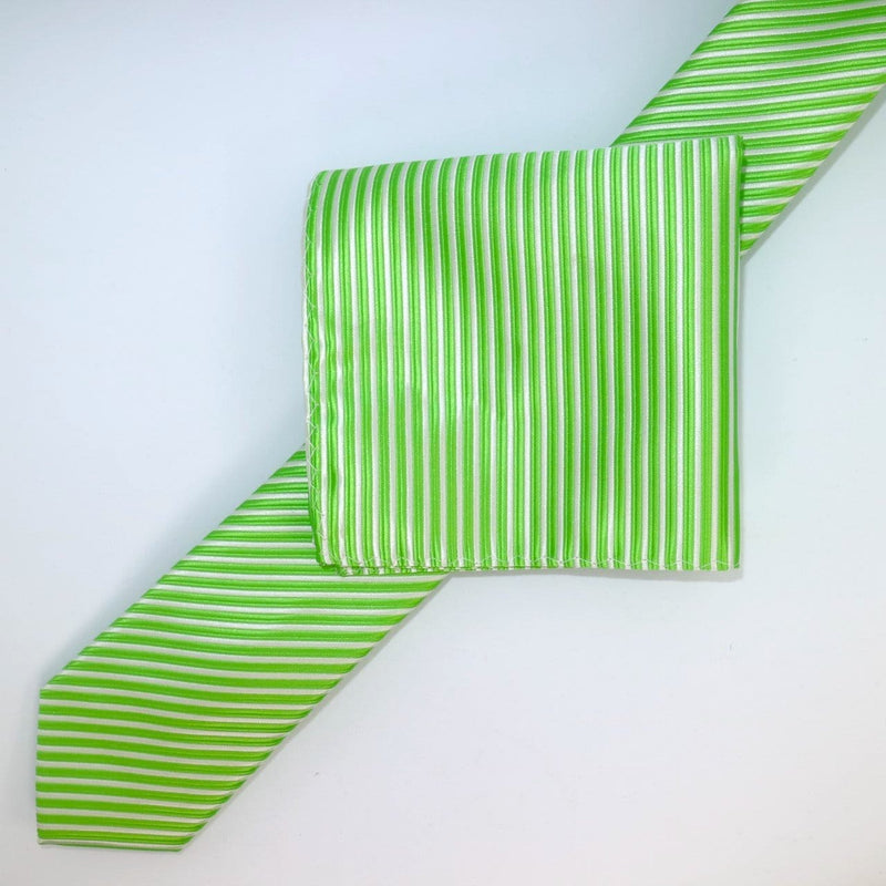 James Adelin Luxury Neck Tie in Lime Green and White Diagonal Mini Stripe