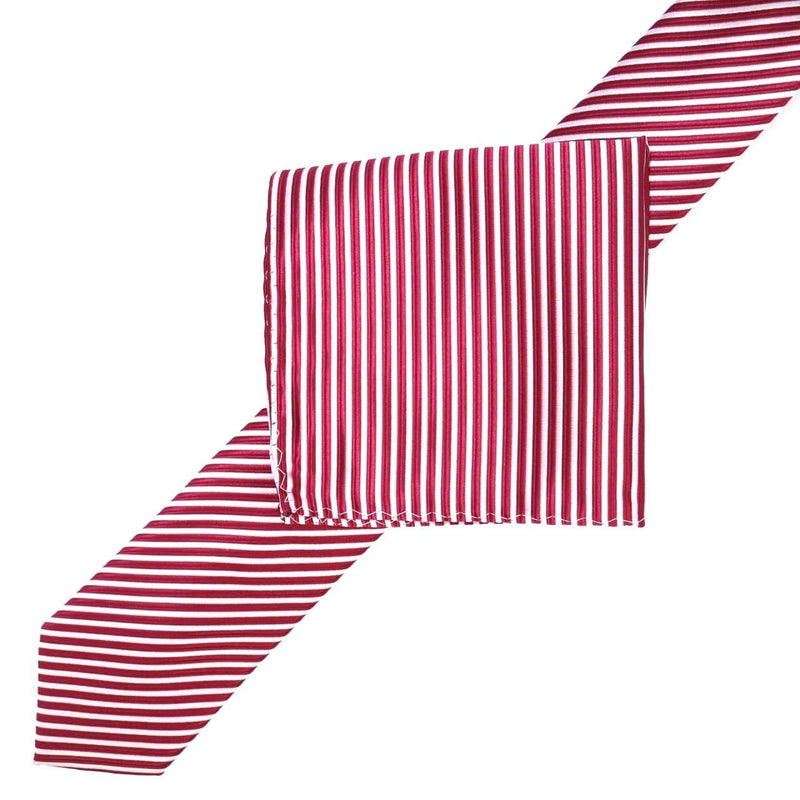 James Adelin Luxury Neck Tie in Burgundy and White Diagonal Mini Stripe
