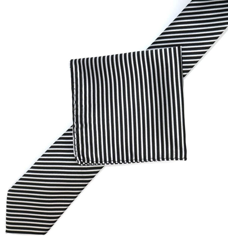 James Adelin Luxury Neck Tie in Black and White Diagonal Stripe