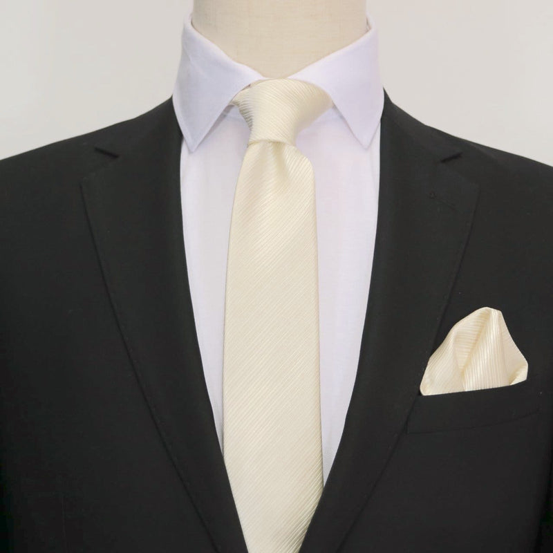 James Adelin Luxury Neck Tie in Ivory Diagonal Mini Stripe
