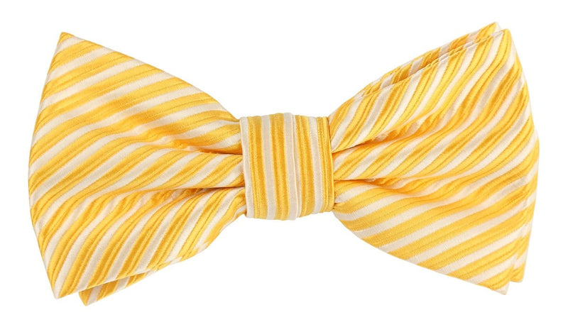 James Adelin Diagonal Mini Stripe Bow Tie in Gold and White