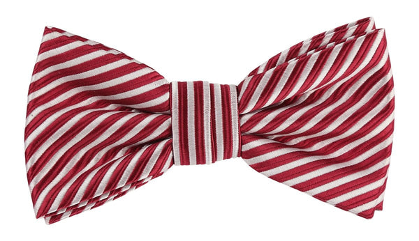 James Adelin Diagonal Mini Stripe Bow Tie in Burgundy and White