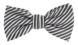 James Adelin Diagonal Mini Stripe Bow Tie in Charcoal and White