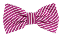 magenta pink and white striped bow tie 