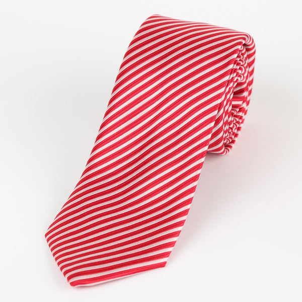 James Adelin Luxury Neck Tie in Red and White Diagonal Mini Stripe