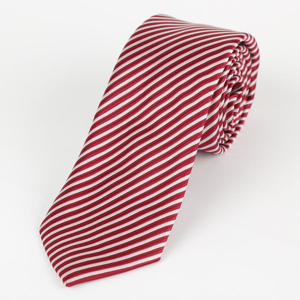 James Adelin Luxury Neck Tie in Burgundy and White Diagonal Mini Stripe