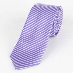 James Adelin Luxury Neck Tie in Purple and White Mini Stripe