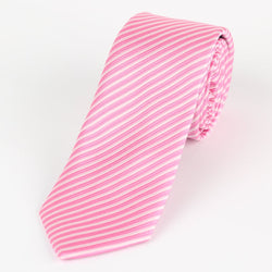 James Adelin Luxury Neck Tie in Pink and White Mini Stripe