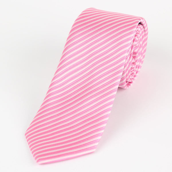 James Adelin Luxury Neck Tie in Pink and White Mini Stripe