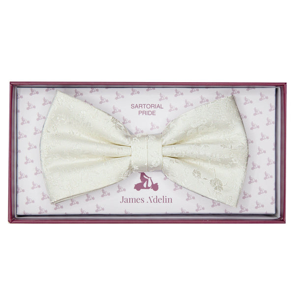 James Adelin Luxury Floral Bow Tie in Off White