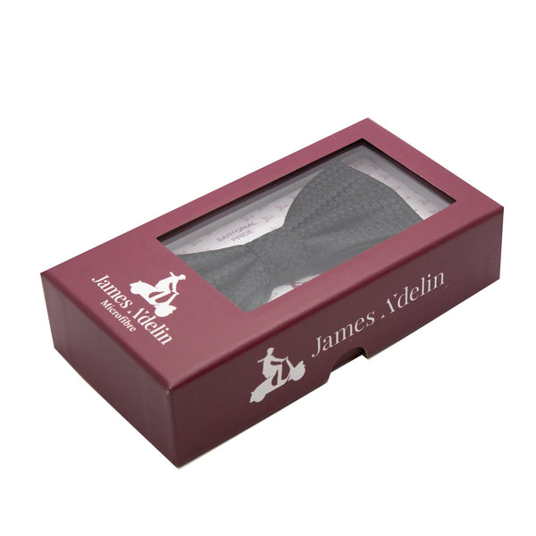 James Adelin Luxury Gingham Textured Weave Bow Tie in Black