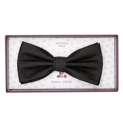James Adelin Luxury Gingham Textured Weave Bow Tie in Black