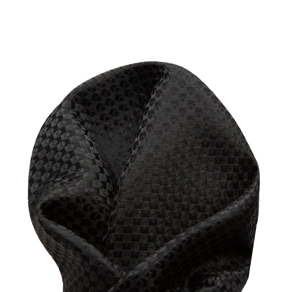 James Adelin Luxury Gingham Textured Weave Pocket Square in Black