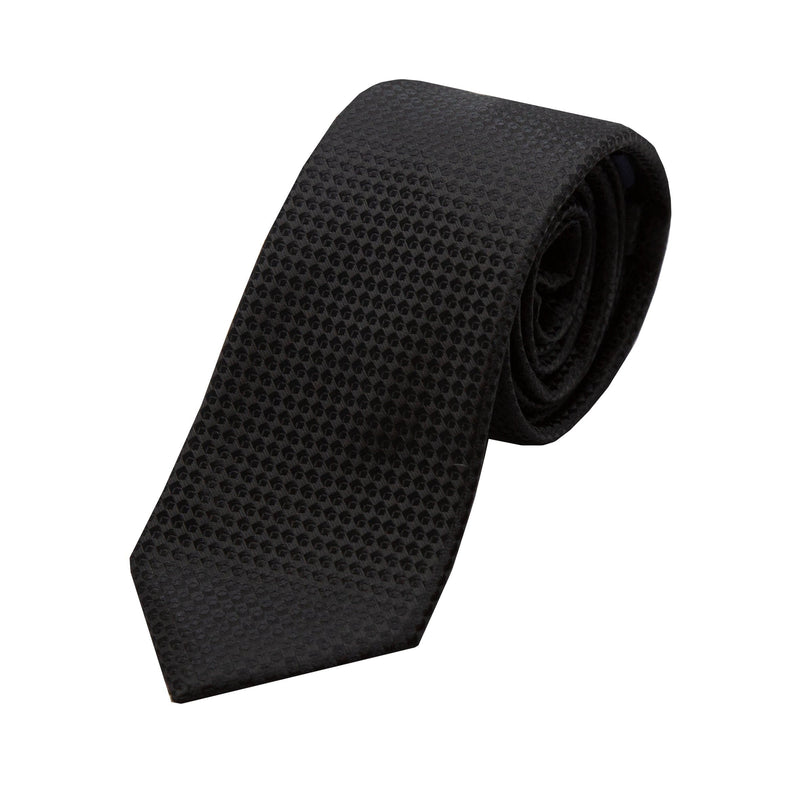 James Adelin Luxury Gingham Textured Weave Neck Tie in Black