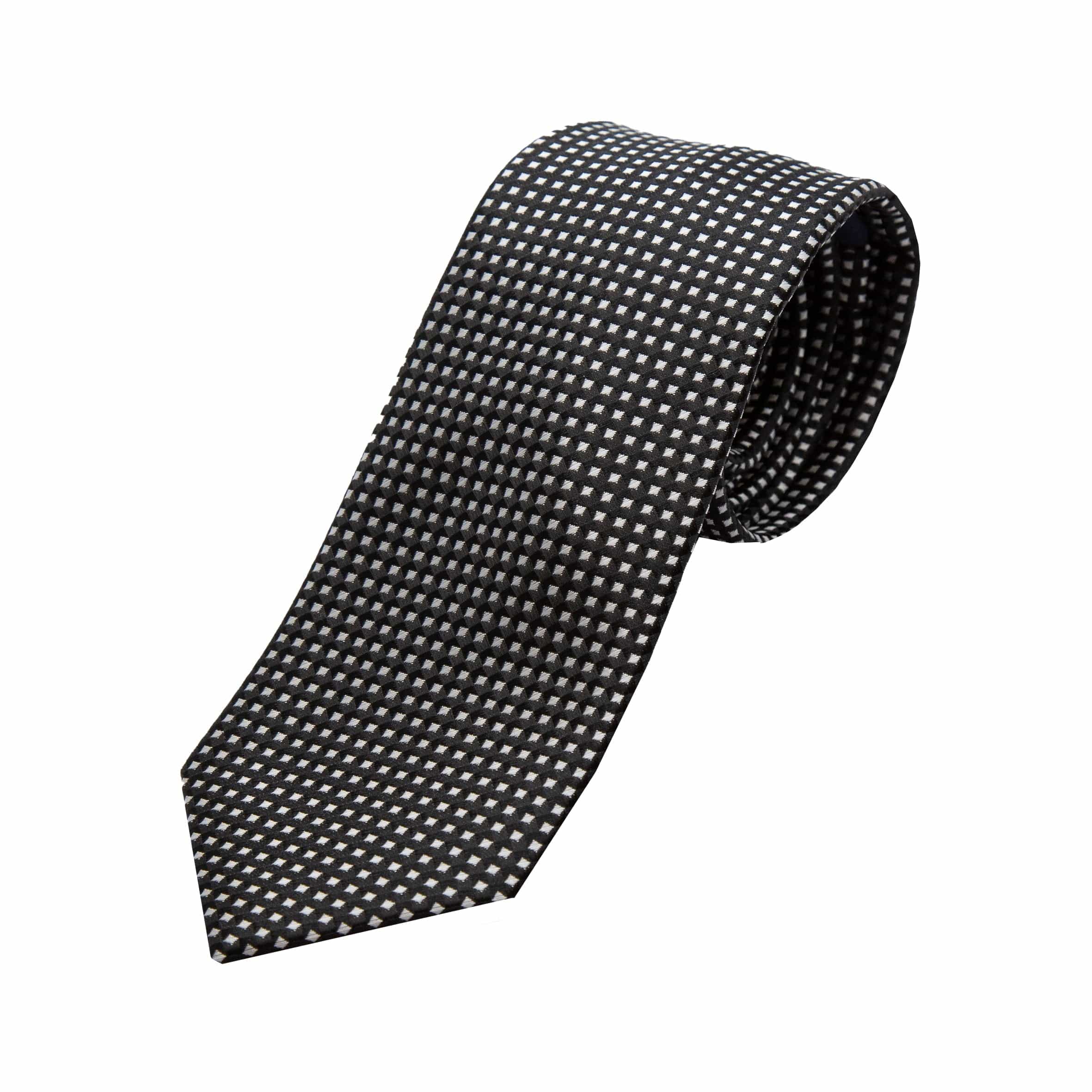James Adelin Luxury Gingham Textured Weave Neck Tie in Black/White