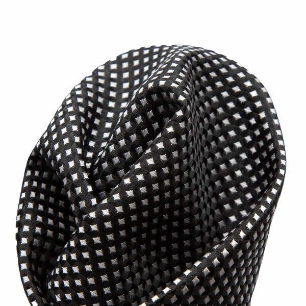 James Adelin Luxury Gingham Textured Weave Pocket Square in Black/White