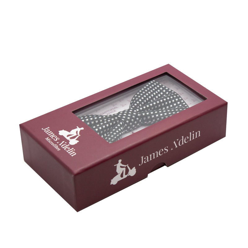 James Adelin Luxury Gingham Textured Weave Bow Tie in Black/White