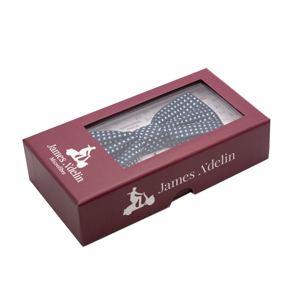 James Adelin Luxury Gingham Textured Weave Bow Tie in Navy