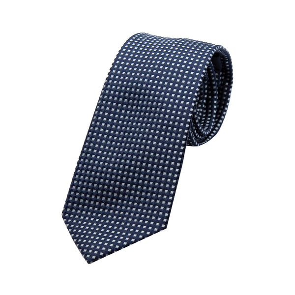 James Adelin Luxury Gingham Textured Weave Neck Tie in Navy