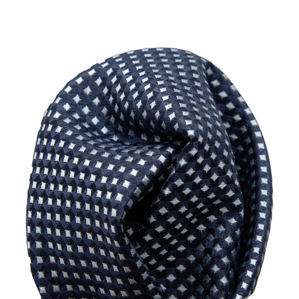 James Adelin Luxury Gingham Textured Weave Pocket Square in Navy