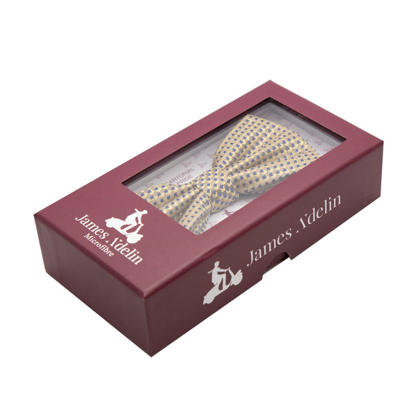James Adelin Luxury Gingham Textured Weave Bow Tie in Gold