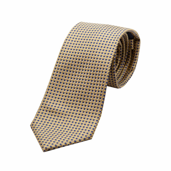 James Adelin Luxury Gingham Textured Weave Neck Tie in Gold