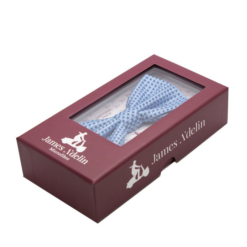 James Adelin Luxury Gingham Textured Weave Bow Tie in Sky