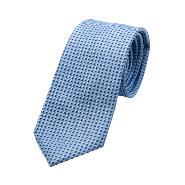 James Adelin Luxury Gingham Textured Weave Neck Tie in Sky