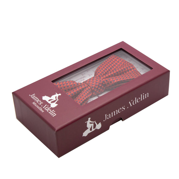 James Adelin Luxury Gingham Textured Weave Bow Tie in Red