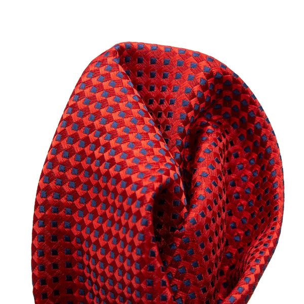 James Adelin Luxury Gingham Textured Weave Pocket Square in Red