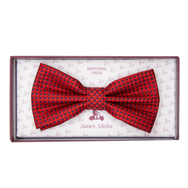 James Adelin Luxury Gingham Textured Weave Bow Tie in Red