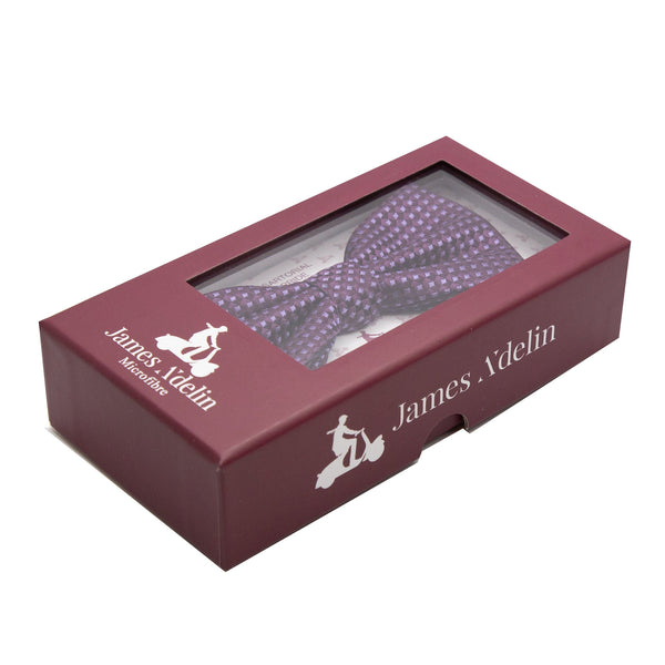 James Adelin Luxury Gingham Textured Weave Bow Tie in Purple