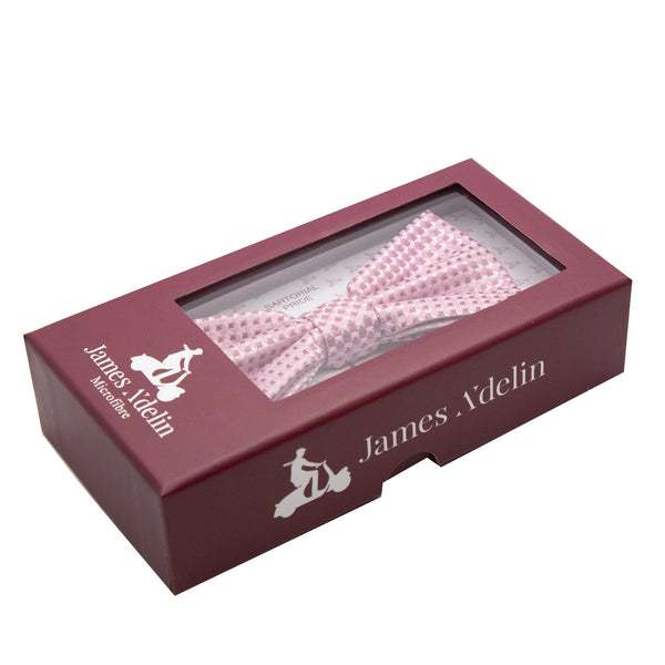 James Adelin Luxury Gingham Textured Weave Bow Tie in Pink