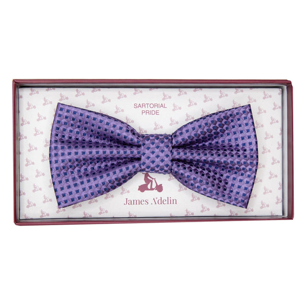 James Adelin Luxury Gingham Textured Weave Bow Tie in Soft Purple