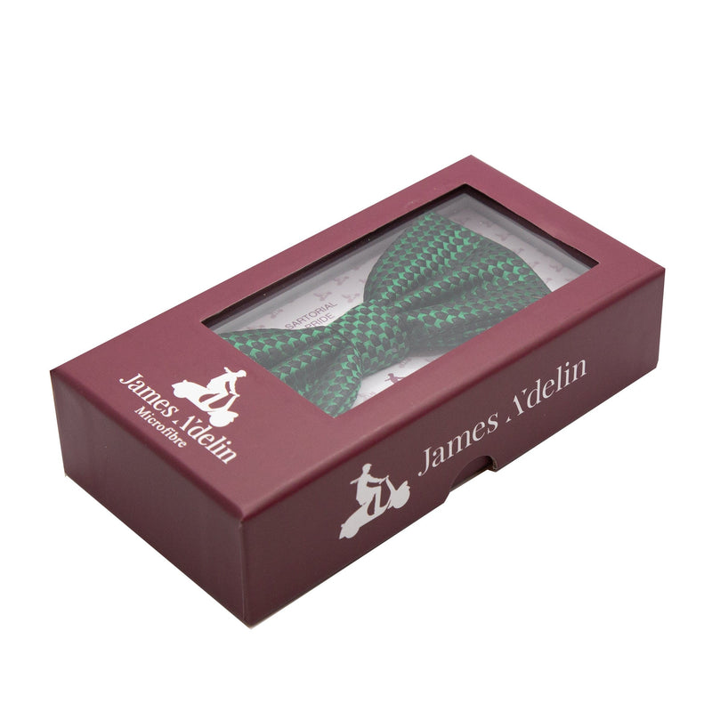 James Adelin Luxury Gingham Textured Weave Bow Tie in Green