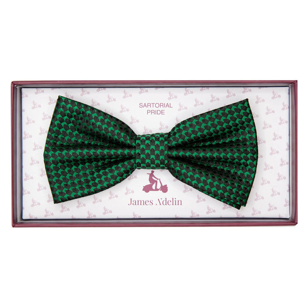 James Adelin Luxury Gingham Textured Weave Bow Tie in Green