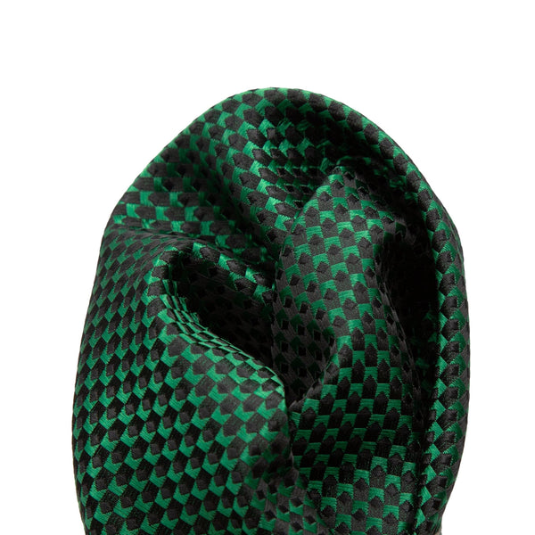 James Adelin Luxury Gingham Textured Weave Pocket Square in Green