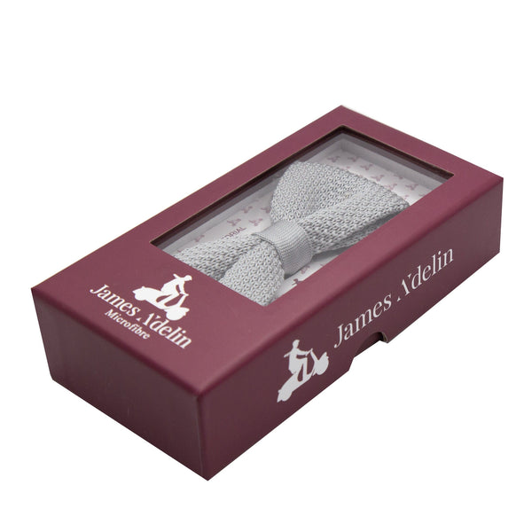 James Adelin Luxury Knitted Bow Tie in Silver