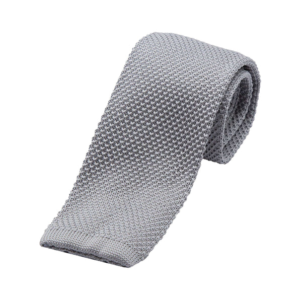 James Adelin Luxury Knitted Neck Tie in Silver