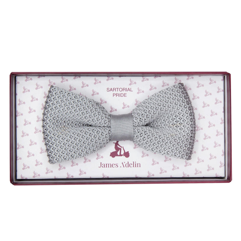 James Adelin Luxury Knitted Bow Tie in Silver