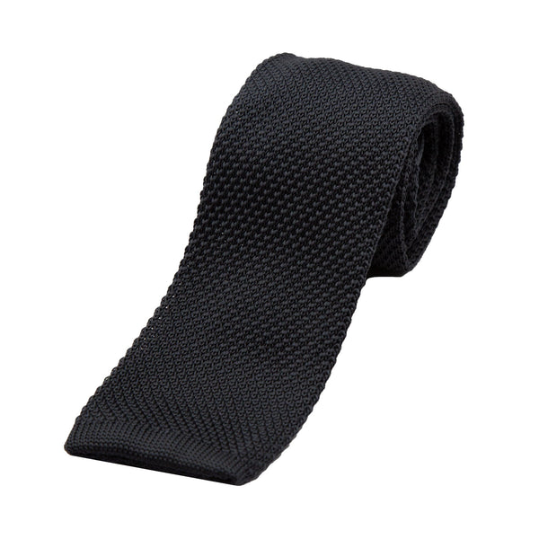 James Adelin Luxury Knitted Neck Tie in Charcoal