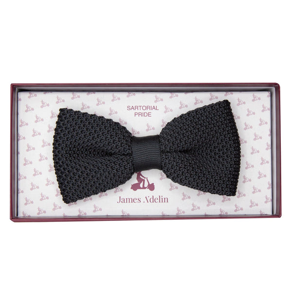 James Adelin Luxury Knitted Bow Tie in Charcoal
