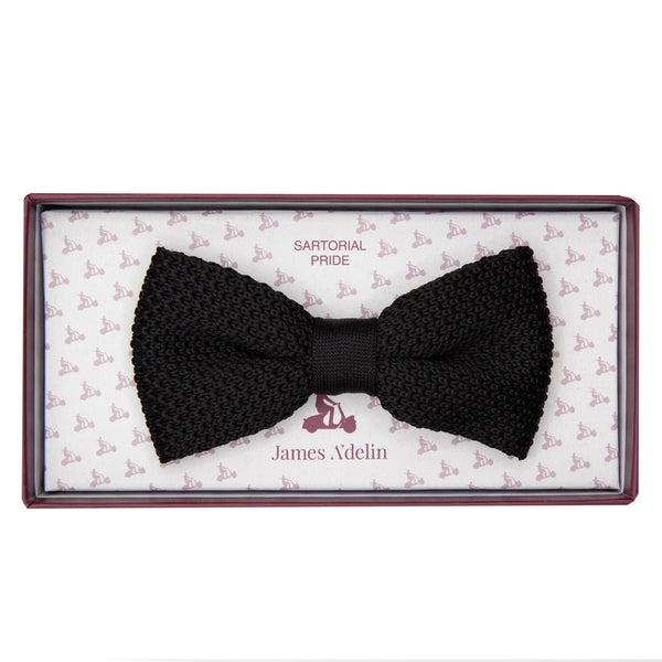 James Adelin Luxury Knitted Bow Tie in Black