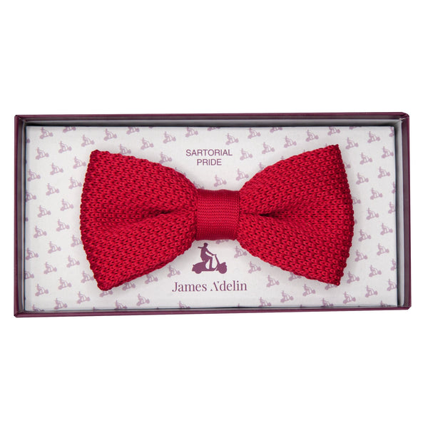 James Adelin Luxury Knitted Bow Tie in Red