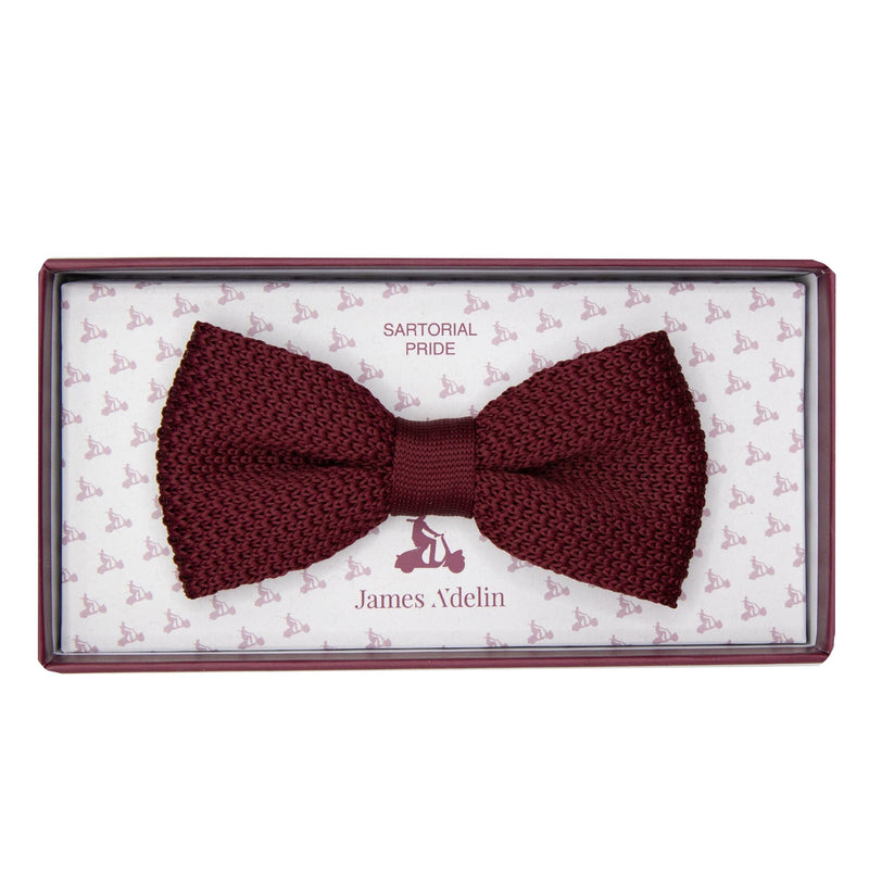 James Adelin Luxury Knitted Bow Tie in Burgundy