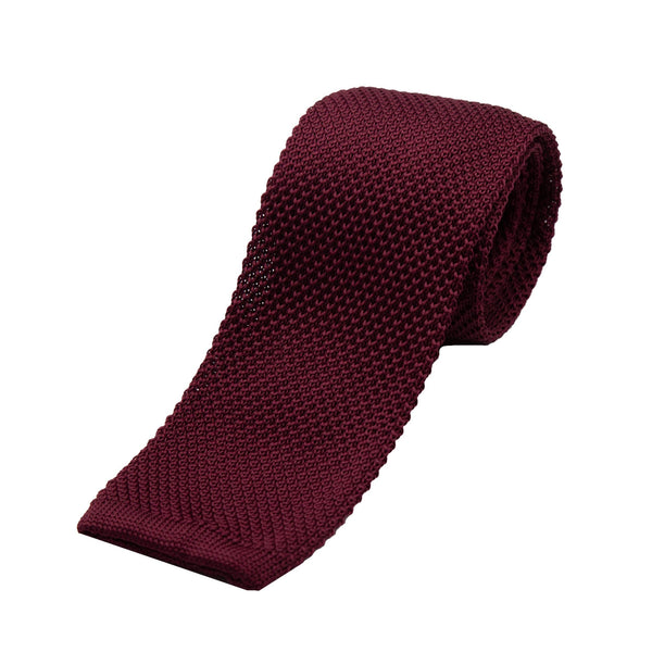 James Adelin Luxury Knitted Neck Tie in Burgundy