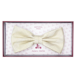 James Adelin Luxury Spotted Stripe Pin Point Textured Weave Bow Tie in Beige