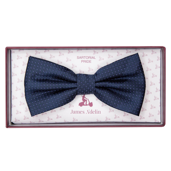 JASPOTTEDSTRIPEB James Adelin Luxury Spotted Stripe Pin Point Textured Weave Pre Tied Bow Tie